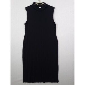 Misook Long Dress Size 1X Black Sleeveless Side Slit Minimalist Classic Stretchy